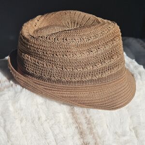 Woven Straw Fedora Hat in Light Brown